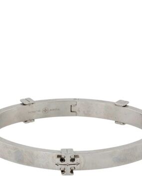 Tory Burch Silver-Tone Logo Hinge Bracelet